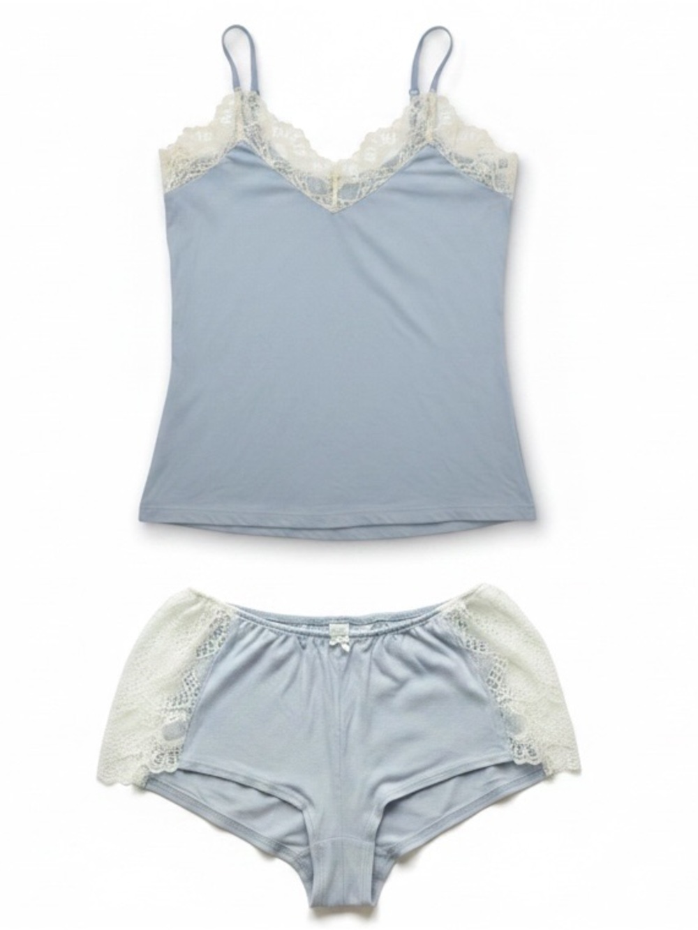 Only Hearts Helena Stuart Blue Modal Lace Cami Shorts Pajama Set Small